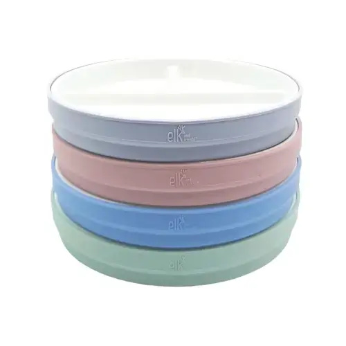 7.8"/20cm Porcelain White Divided Plates with Silicone Sleeves