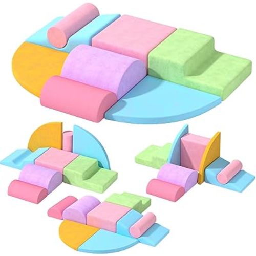 8 Piece Toddler Climbing Blocks，Soft Play Climbing Toys Indoor for Toddlers Ideal Crawling and Exploration Play Set for Baby Gym/Toddler Playground (Macaron Color, 8pcs)