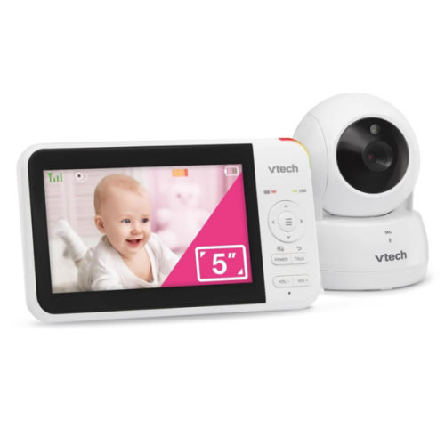 VTech VM924 Remote Pan-Tilt-Zoom Video Baby Monitor, 5" LCD Screen, Up to 17 Hrs Video Streaming, Night Vision, Up to 1000ft Range, Soothing Sounds, 2-Way Talk, Temperature Sensor,Secured Transmission