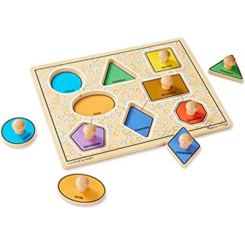Melissa & Doug Deluxe Jumbo Knob Wooden Puzzle - Geometric Shapes (8 pcs)