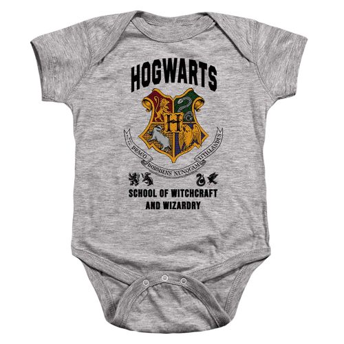 Harry Potter Hogwarts School of Witchcraft Unisex Infant Snap Suit for Baby (12 Months) Athletic Heather
