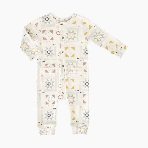 Pehr Placket Snap Romper - Patchwork, 6-12 M