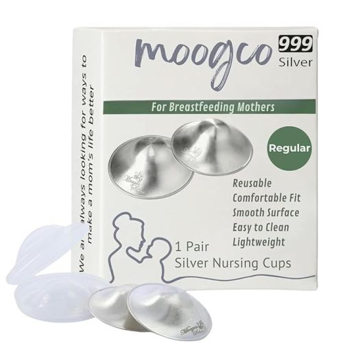 MOOGCO Silver Nursing Cups I 999k Pure Silver Nipple Shields for Breastfeeding