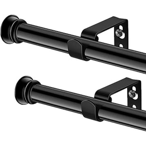 Curtain Rods 2 Pack Curtain Rods for Windows 30 to 45 Inch, Black 5/8 curtain rod with Brackets for Bedroom Living room Kitchen