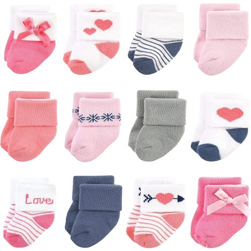 Hudson Baby Baby Girls' Cotton Rich Newborn and Terry Socks