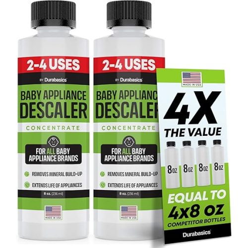 [2 Pack] Descaler for Baby Sterilizer - Baby Appliance Descaler - Made in USA - Effective Yet Gentle - Odorless - Removes Mineral Build Up - Compatible with All Appliances - Citric Acid - 16 Oz Total