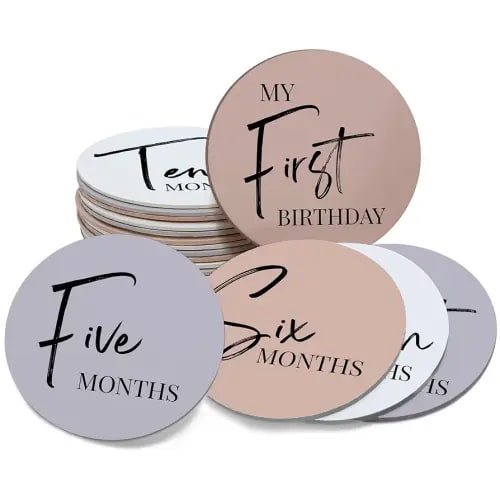 Tiny Trees® Baby Monthly Milestone Marker Discs - Modern Discs with Reversible Photo Props for Baby Announcement and Milestones, Gender-Neutral Gift for Newborn Boy and Girl