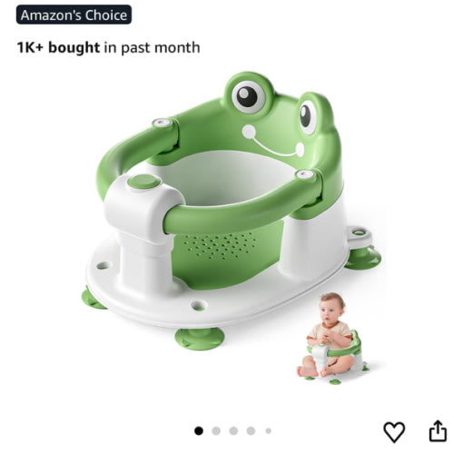 Baby Bath Seat for Babies 6 Months & up Non-Slip Toddler Bath Seats for Sitting Up Infant Bathtub Chair with Suction Cups and Soft Cushion for Baby Shower Tub Seat