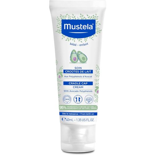 Mustela Baby Cradle Cap Cream - Newborn safe - with Natural Avocado - Paraben Free & Fragrance Free - 1.35 Fluid Ounce