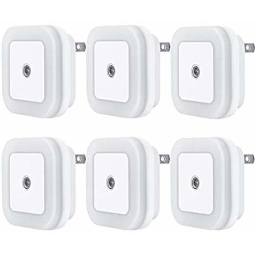 Uigos LED Night Light Lamp with Smart Sensor Dusk to Dawn Sensor, Daylight White, 0.5W Plug-in, 6-Pack