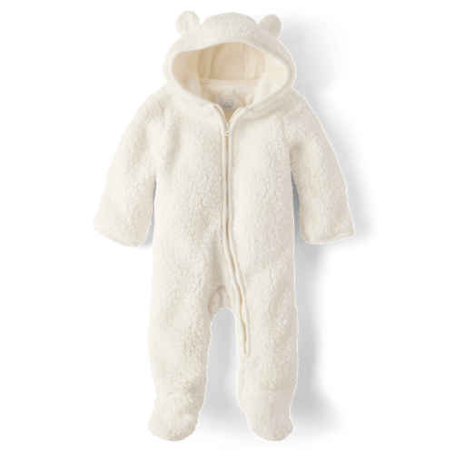 Baby Bear Sherpa Bunting - White