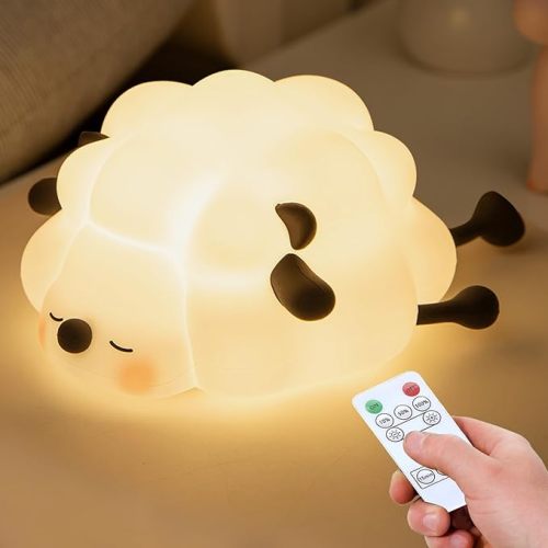 Remote-Controlled Night Light for Kids, 10-Level Dimmable, 15/30/60 Min Timer, Food-Grade Silicone, Cute Touch Lamp, Rechargeable Bedside Companion - Adorable Gifts for Baby and Children's Décor Black
