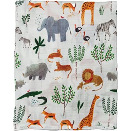 Loulou Lollipop Soft Baby Swaddle Blanket Muslin Wrap Receiving Blanket for Newborn to Toddler Girl and Boy, Large 47” by 47” - Safari Jungle