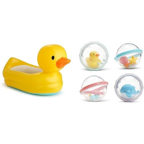 Munchkin® Duck™ Inflatable Baby Bathtub with White Hot® Heat Alert & Float & Play Bubbles™ Baby and Toddler Bath Toy, 4 Count