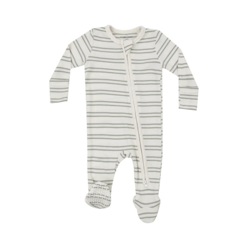 2 Way Zipper Footie - Modal Rib Stripe - Desert Sage – Angel Dear