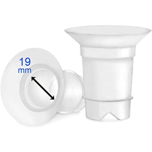 Maymom Flange Inserts 19 mm for Medela, Spectra 24 mm Shields/Flanges, Momcozy/Willow Wearable Cup. Compatible with Medela Freestyle, Harmony to Reduce 24mm Nipple Tunnel Down to 19 mm; 2pc/Each
