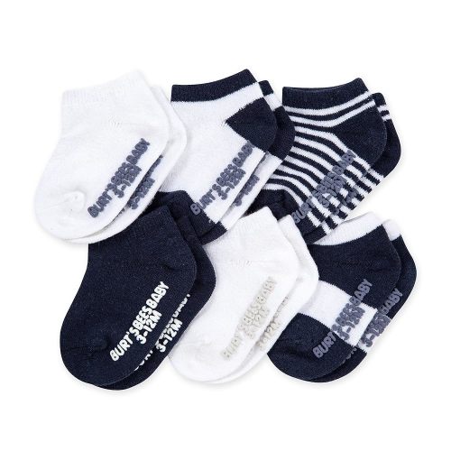 Burt's Bees Baby Unisex Baby Socks Ankle or Crew Height Made with Soft Organic Cotton, 6 Packs with Non-Slip Grips for Babies
