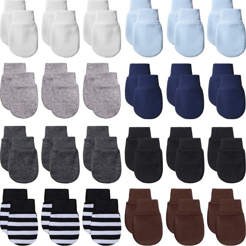 24 Pairs Newborn Baby Mittens Infant Toddler Gloves No Scratch Mittens Gloves for 0-6 Months Baby Boys Girls