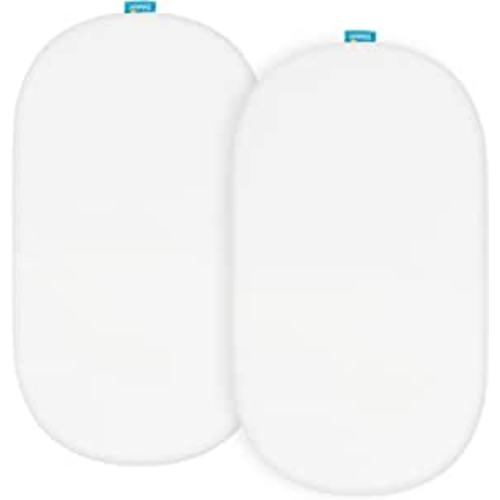 100% Cotton Bassinet Sheets Compatible with SNOO Smart, Regalo, Safety 1st, ANGELBLISS 3 in 1 Rocking and Chicco LullaGo Portable Sleeper Bassinet, 2 Pack, Ultra Soft Bassinet Sheet, White : Baby