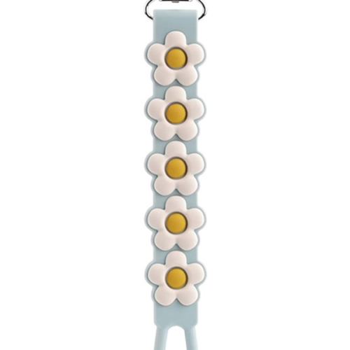 Loulou Lollipop Beadless Silicone Pacifier Clip (Daisy, Blue)