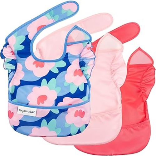Tiny Twinkle Mess-Proof Baby Bib - Waterproof Bib for Baby Boy or Girl - PFAS, PVC, BPA, Phthalate Free - Baby Food Bibs