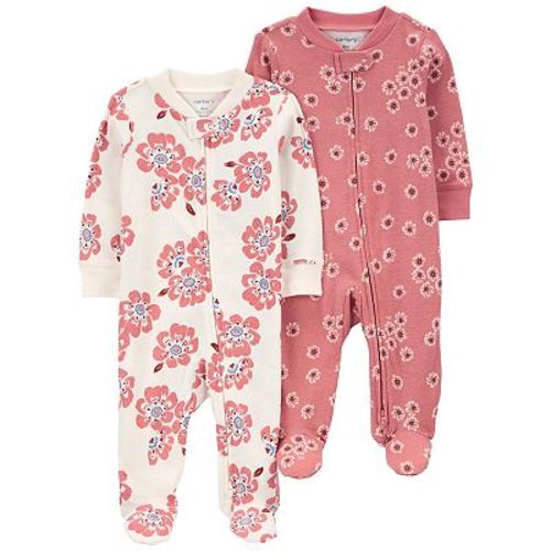 Baby Carter's Floral 2-Way Zip Cotton Sleep & Plays 2-Pack