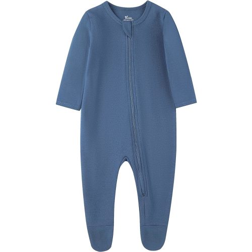 O2 BABY Baby Boys Girls Organic Cotton Zip-Front Sleeper Pajamas, Footed Sleep 'n Play