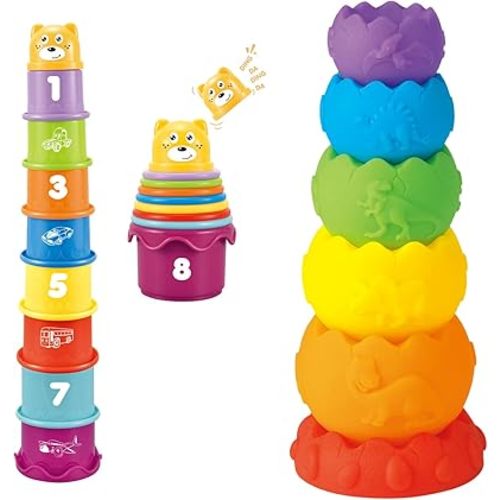 Baby Toys Set, Soft Blocks Montessori Toy and Stacking Cups Toy