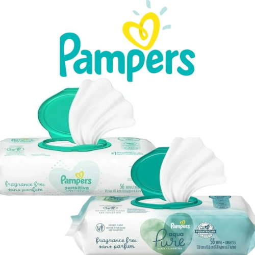 Pampers Baby Wipes Set |Sensitive Baby Wipes & Aqua Pure Baby Wipes, 56 Count each |2 Pcs per Pack