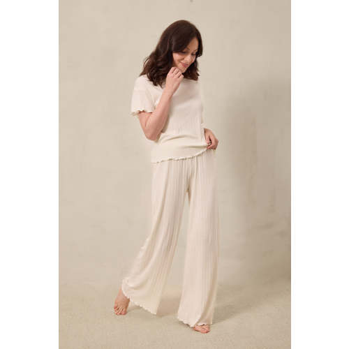Cream Pointelle Short-Sleeve Women’s Sleep Set