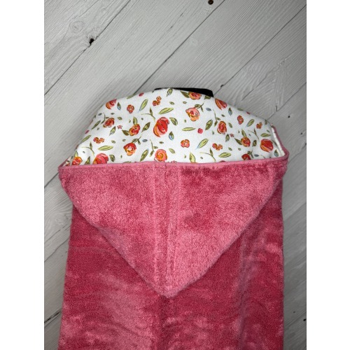 Girl hooded towel with flowers-your choice of towel color, toddler hooded towel, kids towel, bath towel, personalized towel