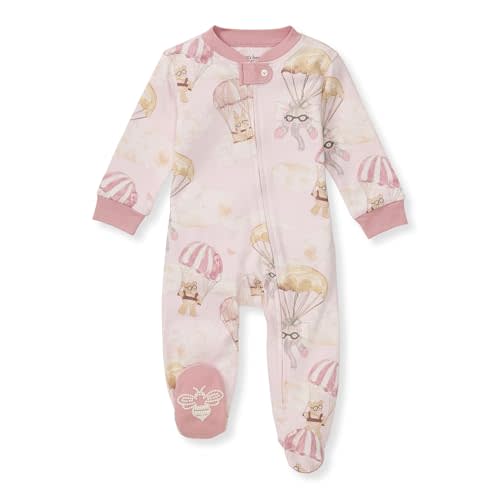 Burt's Bees Baby Girls Footed One-Piece Pajamas, Sleep and Play Loose Fit, 100% Organic Cotton, Sizes NB to 6-9 Months