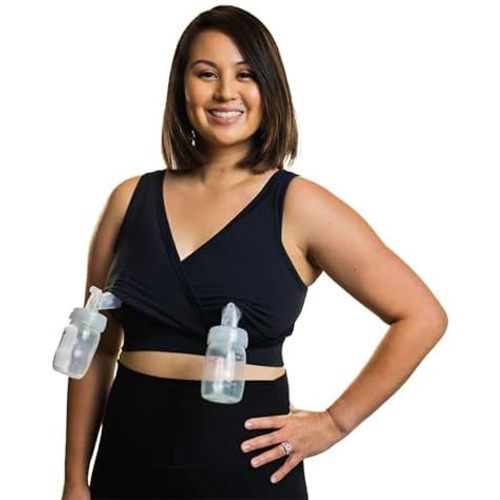 Everyday Luxe Nursing & Hands-Free Pumping Bra - Nursing and Pumping Bra Fits All Standard Pump Flanges and Wearable Pumps