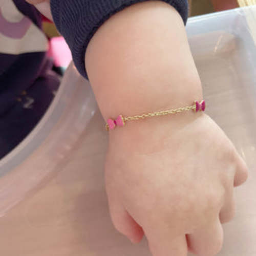 14K GOLD PINK BELLA BOW BABY BRACELET – Jen K Online