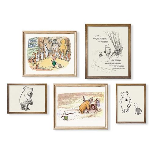 Gifts for Winnie Fans Lover - Vintage Hundred Acre Wood Poster - Winnie The Pooh Nursery Decor - Toddler Room Decor - You Are Braver Than You Think - Motivational Quotes for Kids - Little Boys Décor