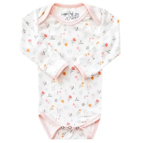 Copper Pearl Long Sleeve Bodysuit Baby: Ultra Soft Baby for Newborns, Boys, and Girls - Stylish, Comfortable, Overlap Shoulders, Premium Knit Fabric - 0-3 Months, Mabel