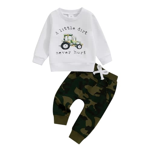 fhutpw Toddler Baby Boy Clothes Funny Letter Long Sleeve Sweatshirt Pullover Top Jogger Pants Fall Winter Outfits