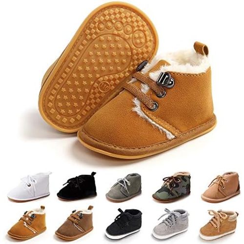 Baby Boys Girls Booties Fleece Anti-Slip Soft Sole Boots Toddler First Walker Warm Shoes