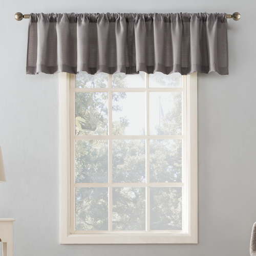 Mainstays 1-Piece Textured Solid Semi-Sheer Indoor Rod Pocket Curtain Valance, 56”x17", Gray