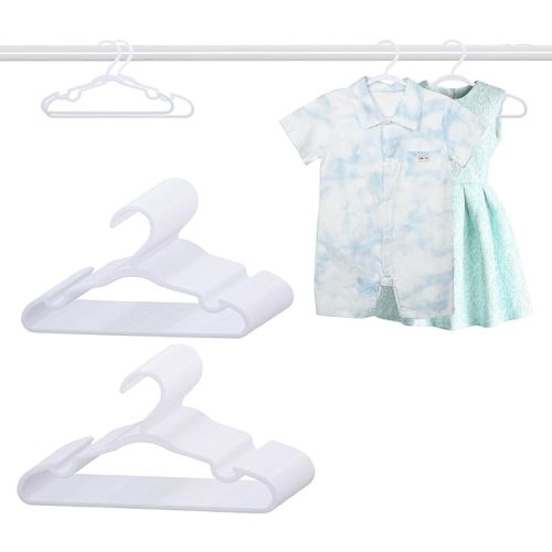 60 Pack White Baby Hangers 11.42 Inch & 12.91 Inch Each 30 Pack - Kids Non-Slip Clothes Hangers for Infant & Child, Durable Plastic Children's Hangers for Closet, Pants, Coats, Skirts