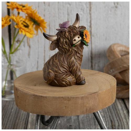 Highland Cow With Sunflower