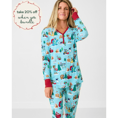 Christmas Village Women's Long Sleeve Pajama Top | Little Sleepies