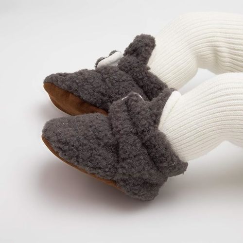 ohsofy Newborn Baby Cotton Booties Stay On Slipper Winter Warm Soft Shoes Non-Skid Infant Ankle Boots Crib Shoes