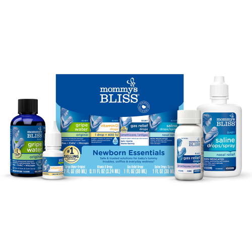 Mommy's Bliss Newborn Set, Organic Colic Medicine, Gripe Water, Vitamin D, Gas Relief, Saline Drops, 4 Count