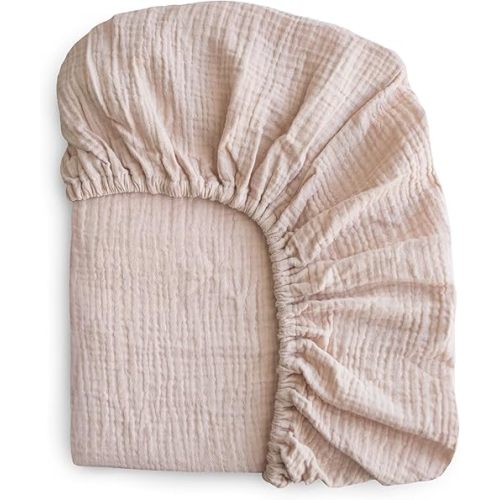 mushie Extra Soft Muslin Fitted Crib Sheet | 192 Thread Count | 28"x 52" (Blush)