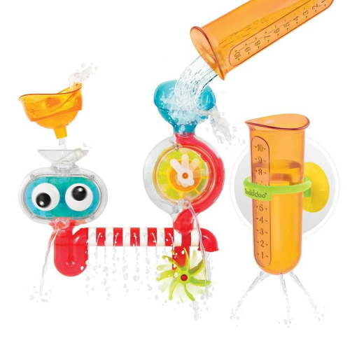 Yookidoo Baby Bath Toy - Spin 'N' Sprinkle Transparent Water Lab - Spinning Gear and Googly Eyes for Toddler or Baby Bath Time Sensory Development - Attaches to Any Size Tub Wall (1-3 Years)