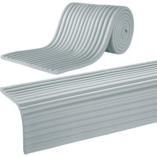 MABOZOO 8'' Extra Wide Seat Edge Cushion, 13.1 FT Length Foam Fireplace Cushion Soft Hearth Guard Bumper Pad Child Proof Padding Hearth Pad Edge Protector, Fireplace Baby Proofing for Baby (Gray)