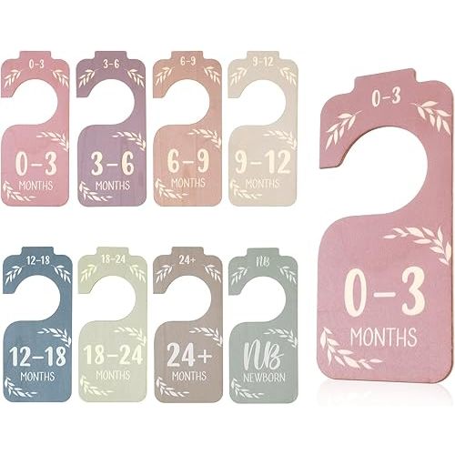 Ouligay 8 Pcs Wood Closet Dividers for Baby Clothes,Multicolor Baby Closet Organizer for Nursery,Nursery Decor,Family Essentials for New Mom Dad Parents(Sort by Month)