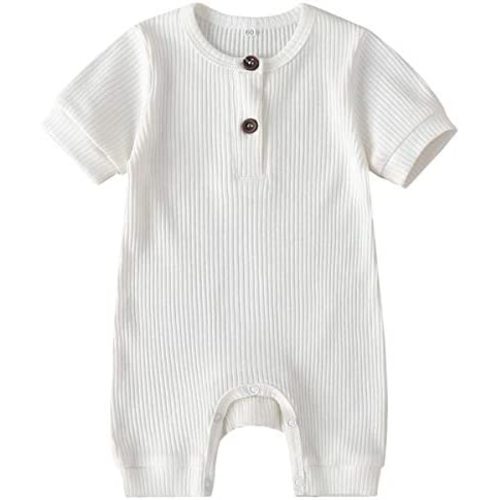 Kuriozud Newborn Infant Unisex Baby Boy Girl Clothes Button Romper Jumpsuit Basic One Piece Outfits