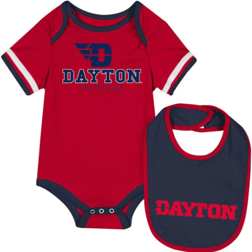 Dayton Flyers Colosseum Baby Red Onesie with Bib Set